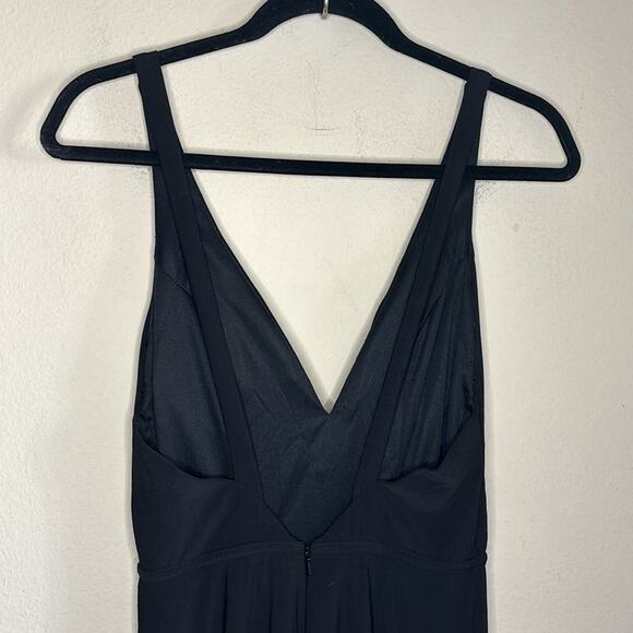 IEENA FOR MAC DUGGAL Black Plunge Neck High Slit Gown Dress Size 4 Formal - Picture 10 of 14